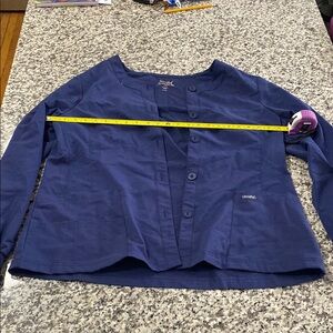 Scrub jacket with detail lager blazer like buttons Blue Button-Up Scrub
F
